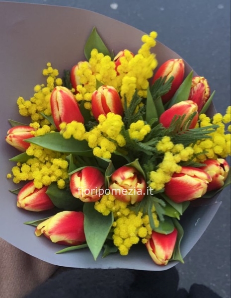 Bouquet di tulipani e mimosa | Festa della Donna