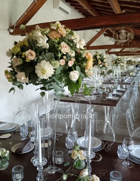 Composizione  centro tavola con accessori x matrimonio