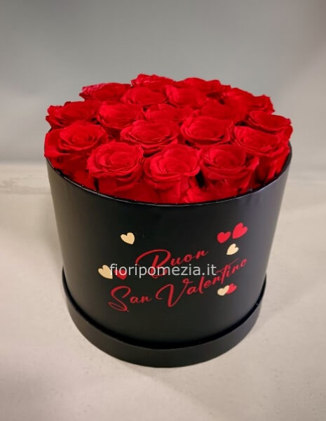 Flower box  rose rosse stabilizzate o fiori freschi